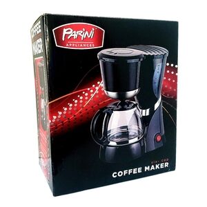 Parini Appliances Six-Cup Coffee Maker Black and Chrome Model HCM06W New